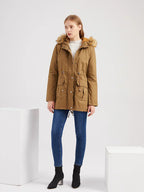 LIORA | FLUFFY JACKET WITH FAUX FUR HOOD