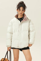 FREYA | REVERSIBLE DOWN JACKET WITH PLAID LINING