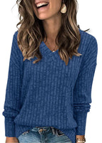 Women’s V-neck long-sleeve sweater