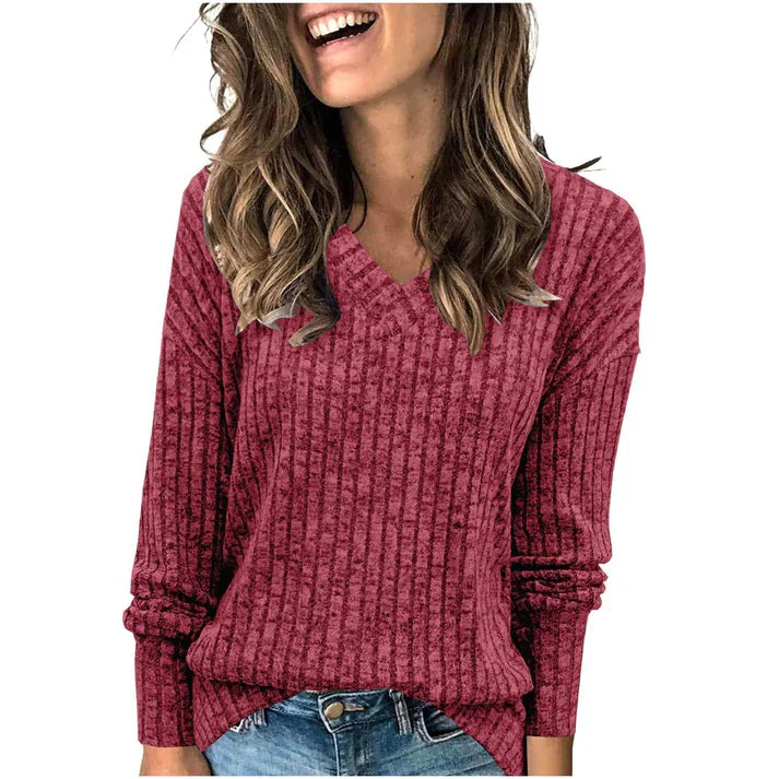 Women’s V-neck long-sleeve sweater