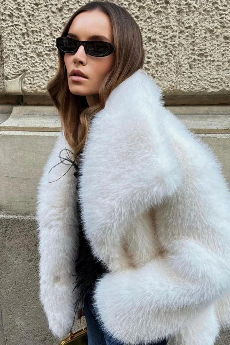 Elegant, winter, luxury jacket made of faux fur