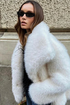 Elegant, winter, luxury jacket made of faux fur