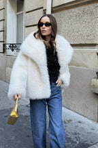 Elegant, winter, luxury jacket made of faux fur