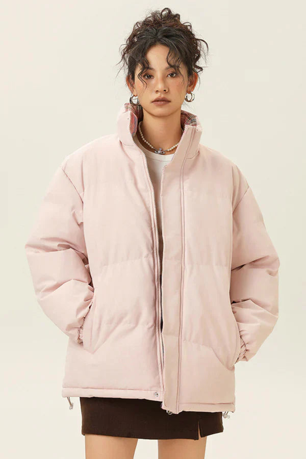 FREYA | REVERSIBLE DOWN JACKET WITH PLAID LINING