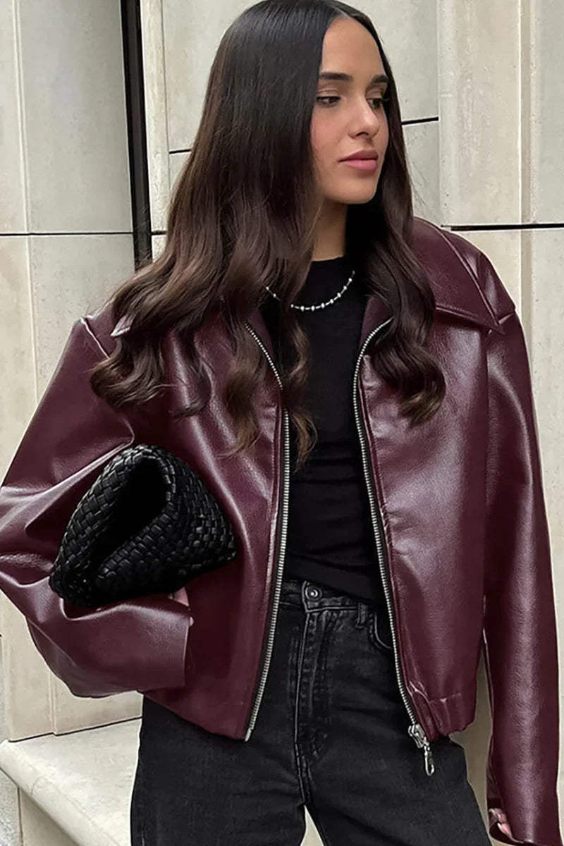 JARA | ELEGANT URBAN OVERSIZED LEATHER JACKET