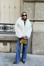 Elegant, winter, luxury jacket made of faux fur