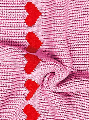 MILA | KNIT SWEATER WITH RED HEARTS PATTERNS