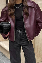 JARA | ELEGANT URBAN OVERSIZED LEATHER JACKET