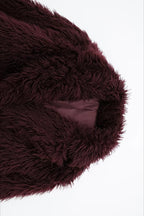 Plush Burgundy Shaggy Faux Fur Jacket