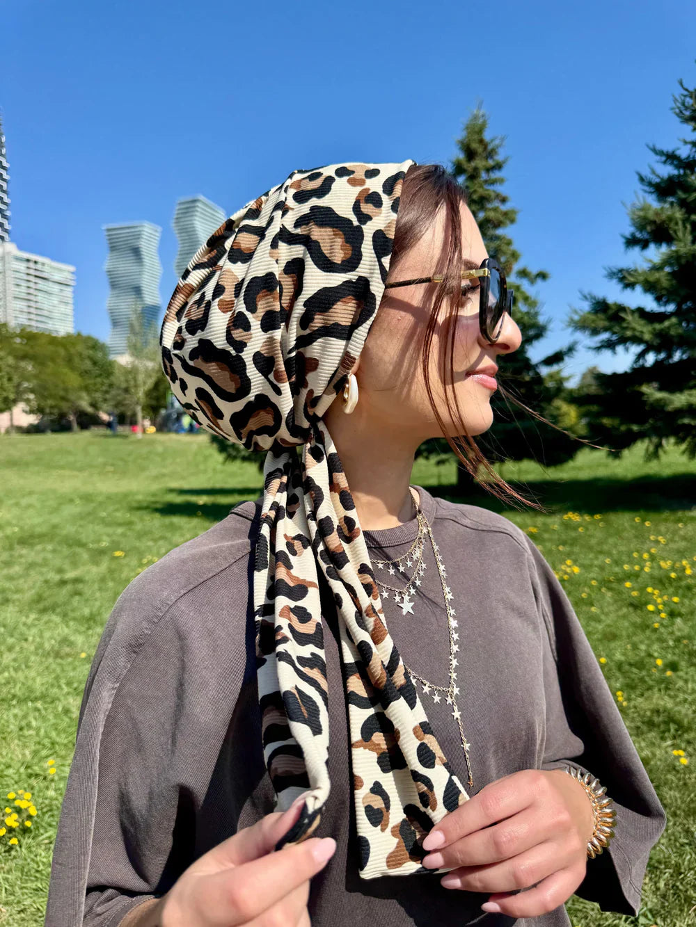 Ribbed Beanie Wrap Printed