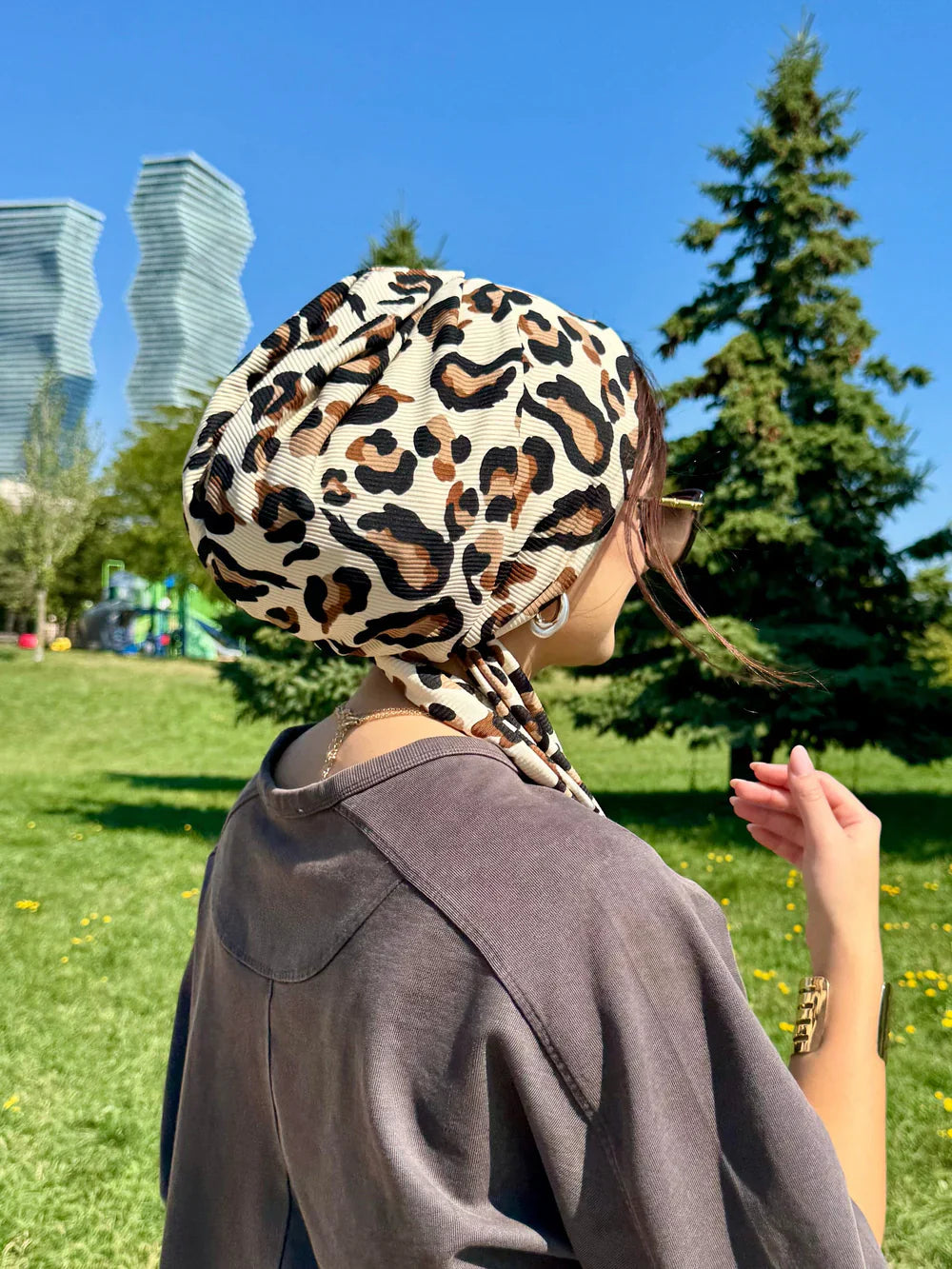 Ribbed Beanie Wrap Printed