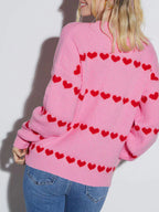 MILA | KNIT SWEATER WITH RED HEARTS PATTERNS