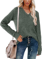 Women’s V-neck long-sleeve sweater