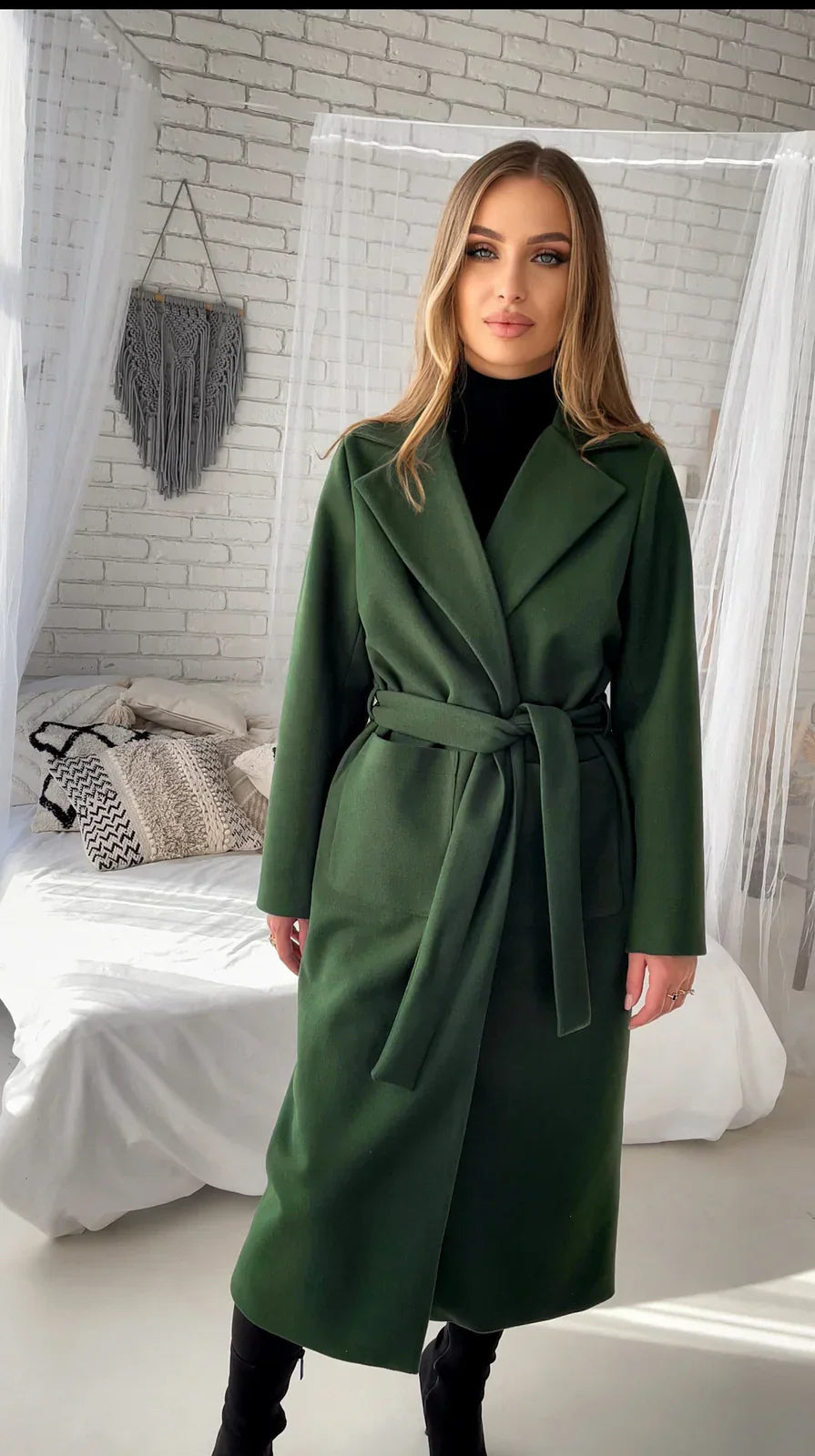 EMMA | LONG OVERSIZED WOOL-BLEND COAT WITH BELT AND LINING