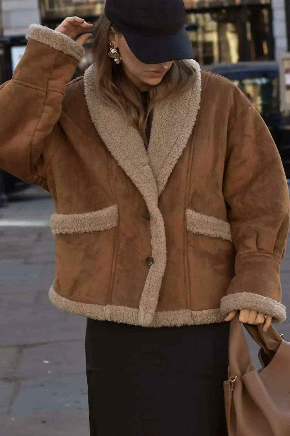 ALUNA | OVERSIZED FAUX SHEARLING JACKET