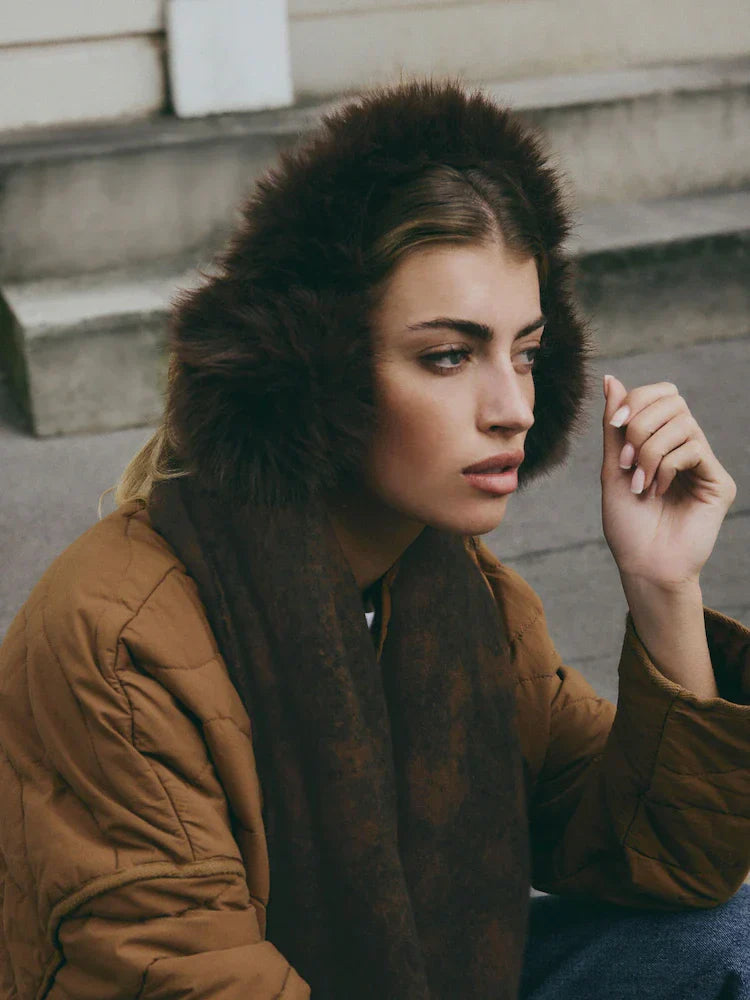 Dark brown faux fur earmuffs