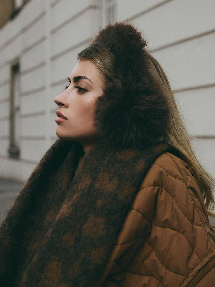 Dark brown faux fur earmuffs