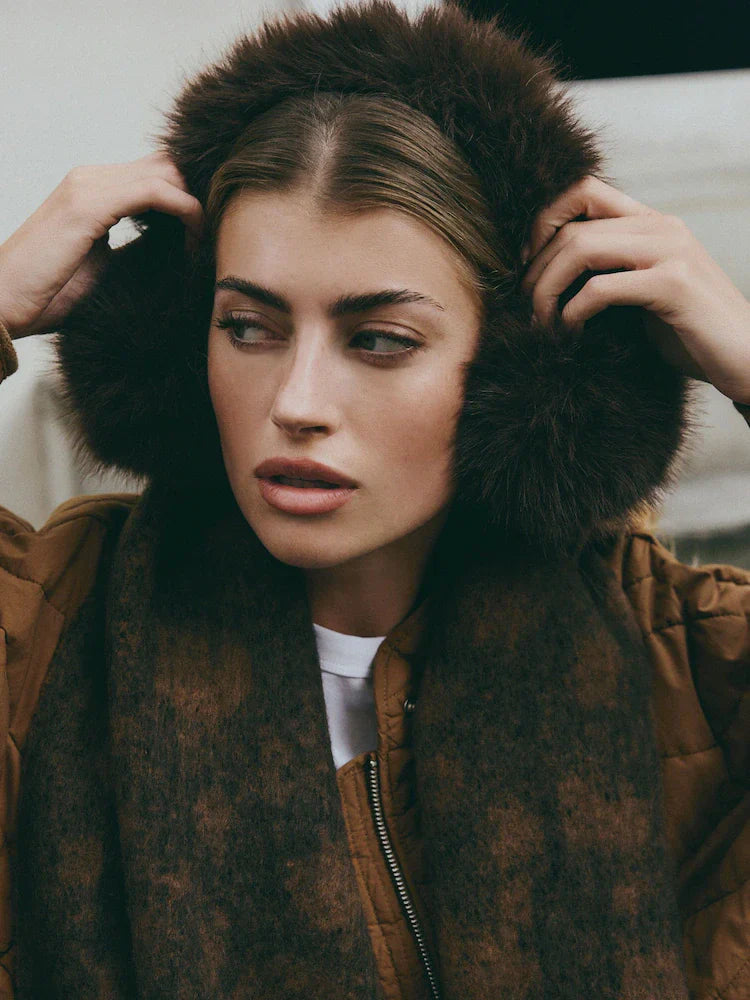 Dark brown faux fur earmuffs