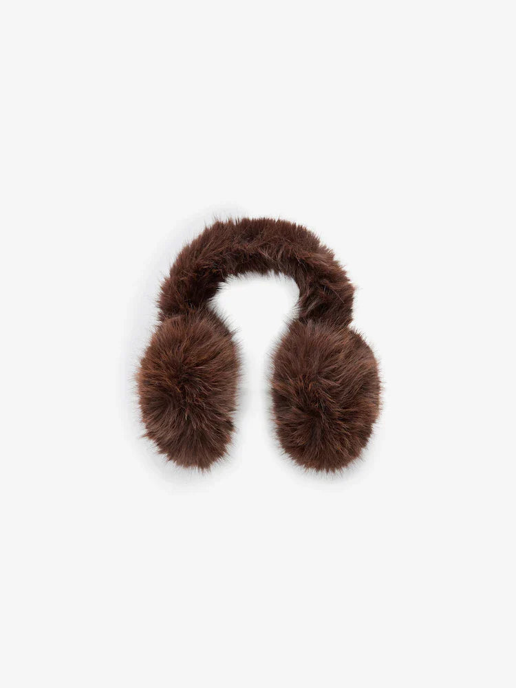 Dark brown faux fur earmuffs