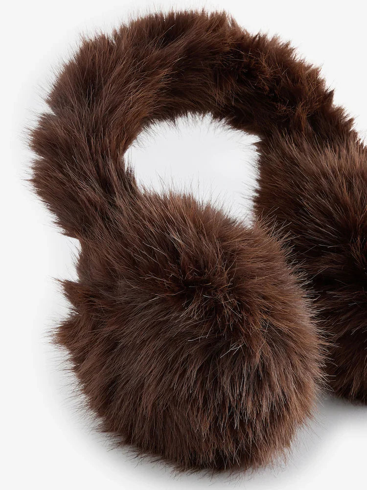 Dark brown faux fur earmuffs