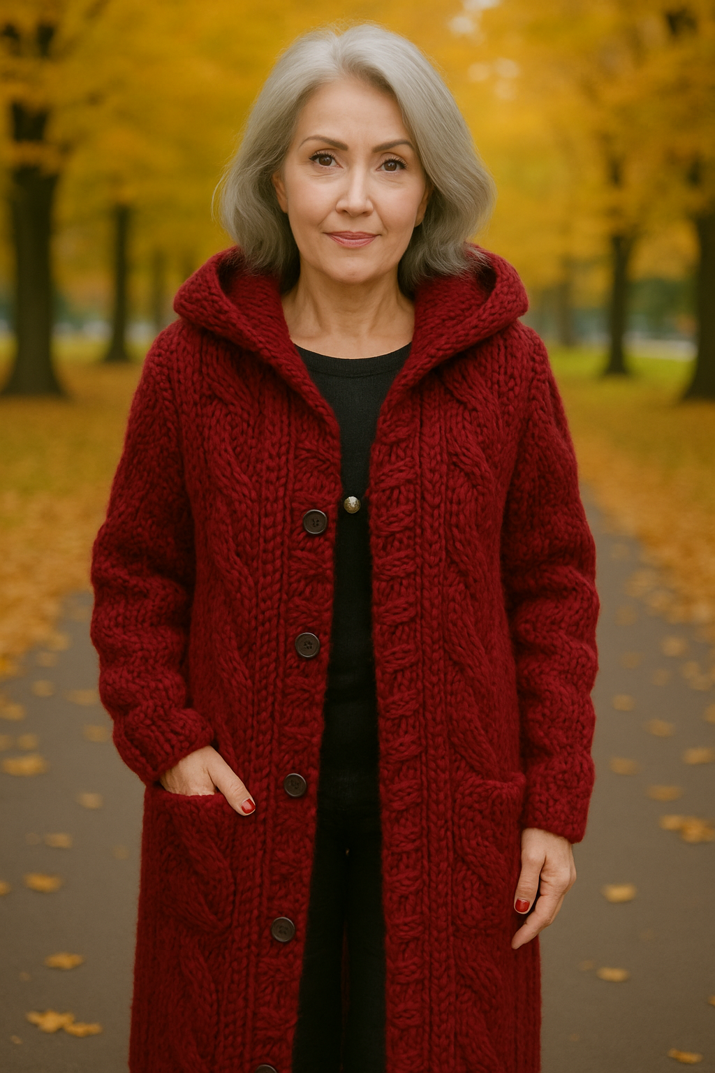 ARIA | COZY KNIT COAT RED