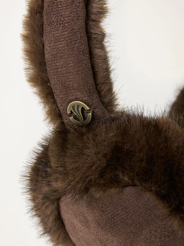 Dark Brown Fluffy Ear Muffs – FatFace