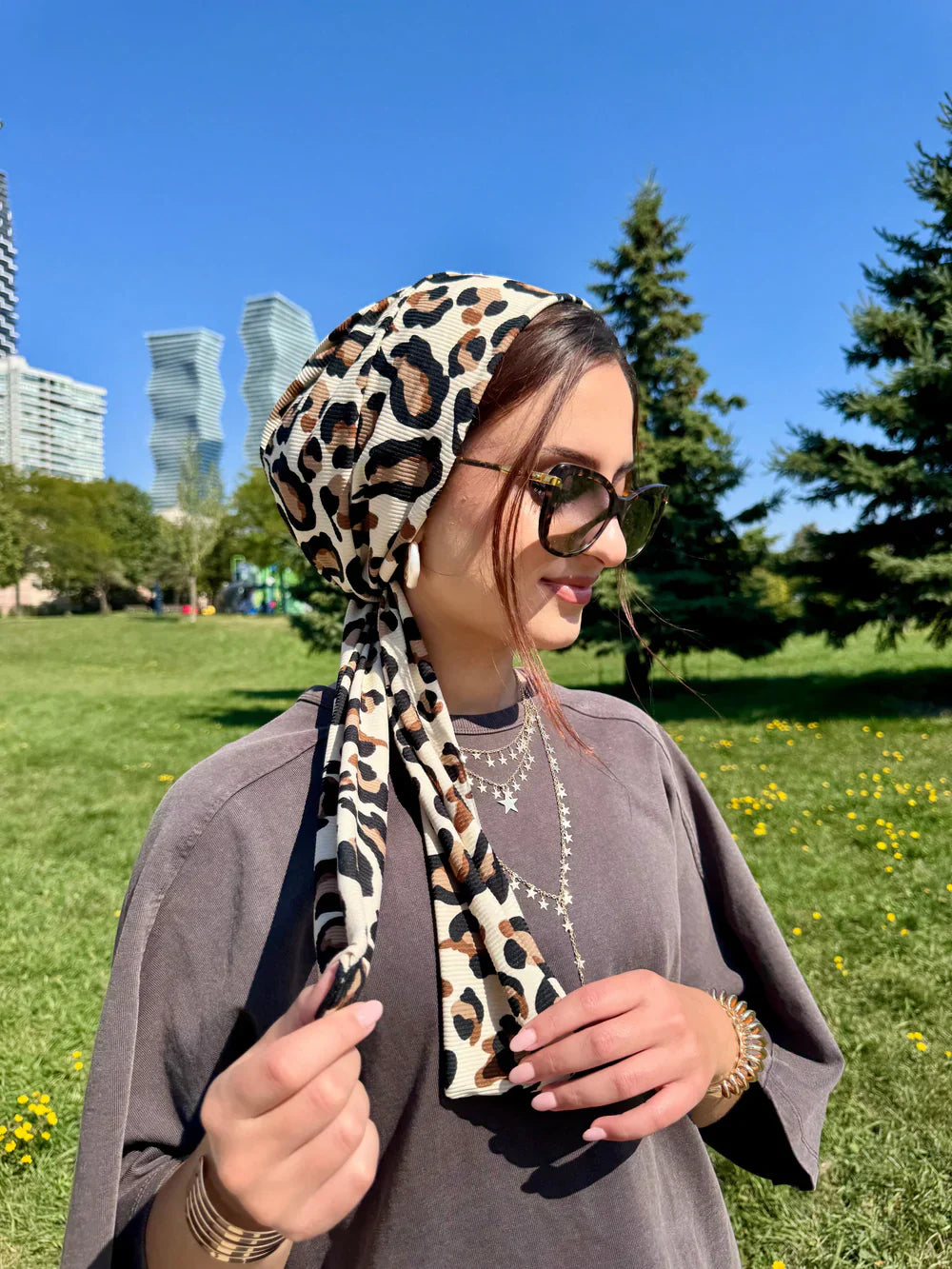 Ribbed Beanie Wrap Printed