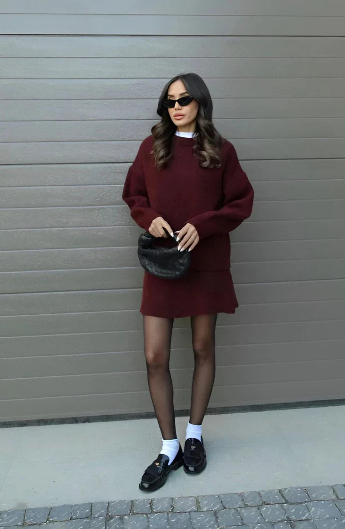 Allegra Luxe – Two-Piece Knit Set: Sweater + Skirt