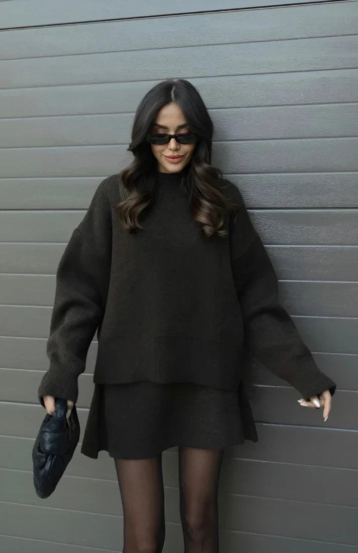 Allegra Luxe – Two-Piece Knit Set: Sweater + Skirt