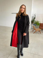EMMA | LONG OVERSIZED WOOL-BLEND COAT WITH BELT AND LINING