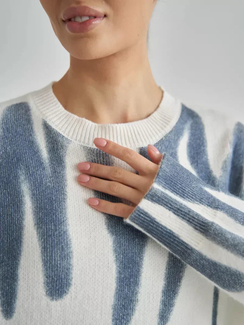 NOELLE | KNITTED SWEATER WITH ABSTRACT PRINT