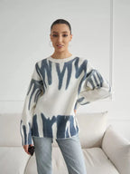 NOELLE | KNITTED SWEATER WITH ABSTRACT PRINT
