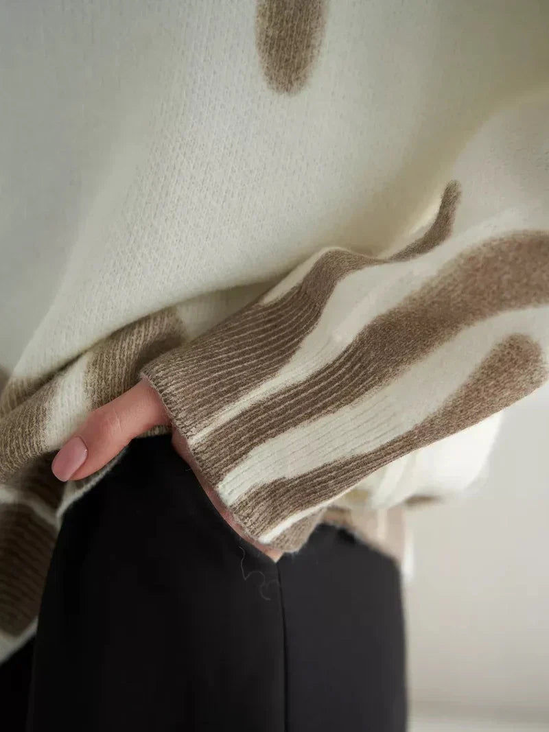 NOELLE | KNITTED SWEATER WITH ABSTRACT PRINT