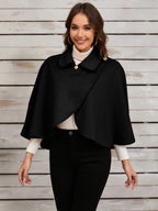 DELPHINA | ELEGANT CAMEL CAPE WITH A GOLD BUTTON