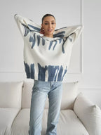 NOELLE | KNITTED SWEATER WITH ABSTRACT PRINT