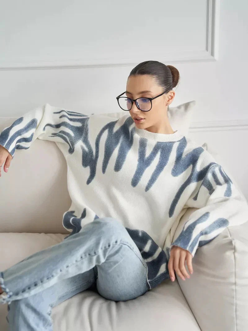 NOELLE | KNITTED SWEATER WITH ABSTRACT PRINT