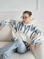 NOELLE | KNITTED SWEATER WITH ABSTRACT PRINT