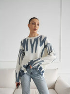 NOELLE | KNITTED SWEATER WITH ABSTRACT PRINT