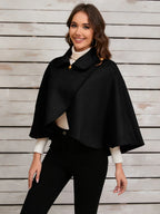 DELPHINA | ELEGANT CAMEL CAPE WITH A GOLD BUTTON