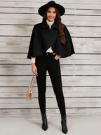 DELPHINA | ELEGANT CAMEL CAPE WITH A GOLD BUTTON