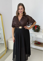 Glimmer – Long Maxi Dress with a Chiffon Skirt and Sequin Detailing