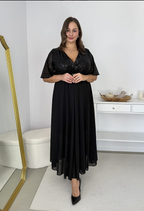 Glimmer – Long Maxi Dress with a Chiffon Skirt and Sequin Detailing