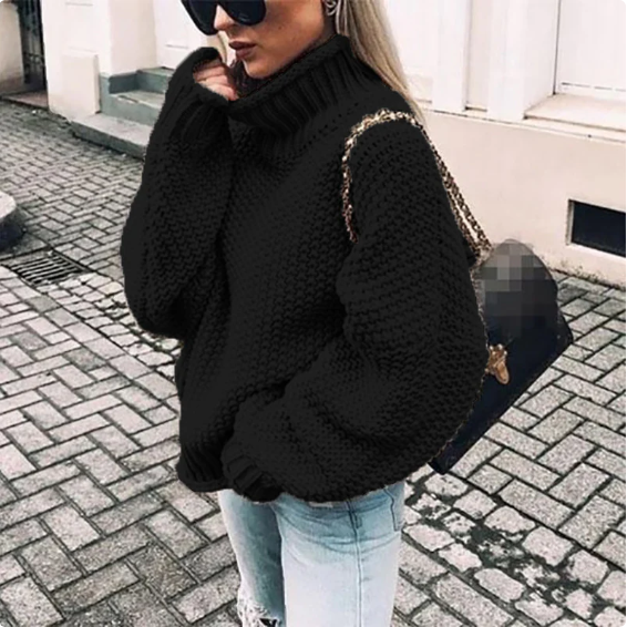 NORA | COZY CHIC CHUNKY TURTLENECK SWEATER WITH DOLL SLEEVES