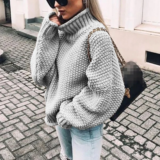 NORA | COZY CHIC CHUNKY TURTLENECK SWEATER WITH DOLL SLEEVES