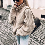 NORA | COZY CHIC CHUNKY TURTLENECK SWEATER WITH DOLL SLEEVES