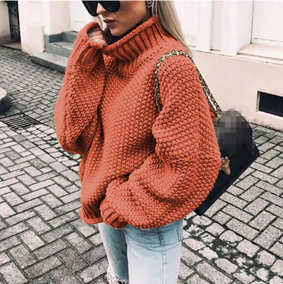 NORA | COZY CHIC CHUNKY TURTLENECK SWEATER WITH DOLL SLEEVES