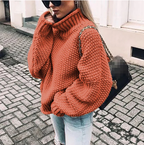 NORA | COZY CHIC CHUNKY TURTLENECK SWEATER WITH DOLL SLEEVES