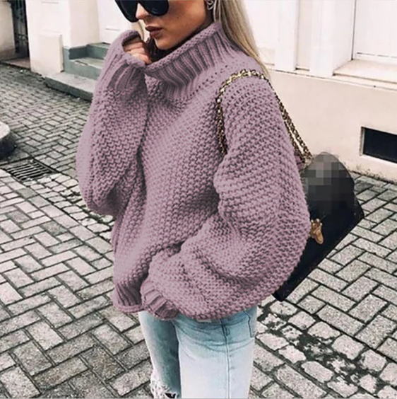 NORA | COZY CHIC CHUNKY TURTLENECK SWEATER WITH DOLL SLEEVES