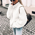 NORA | COZY CHIC CHUNKY TURTLENECK SWEATER WITH DOLL SLEEVES