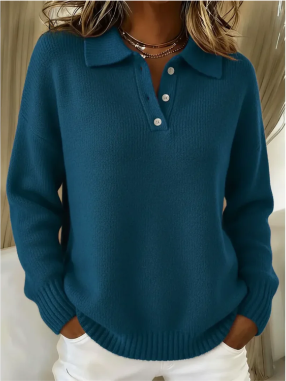 AMARA | ELEGANT KNIT POLO SWEATER